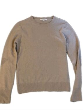 Uniqlo 100% Cashmere Knit Pullover Sweater Crewneck Beige Quiet Luxury Neutral
